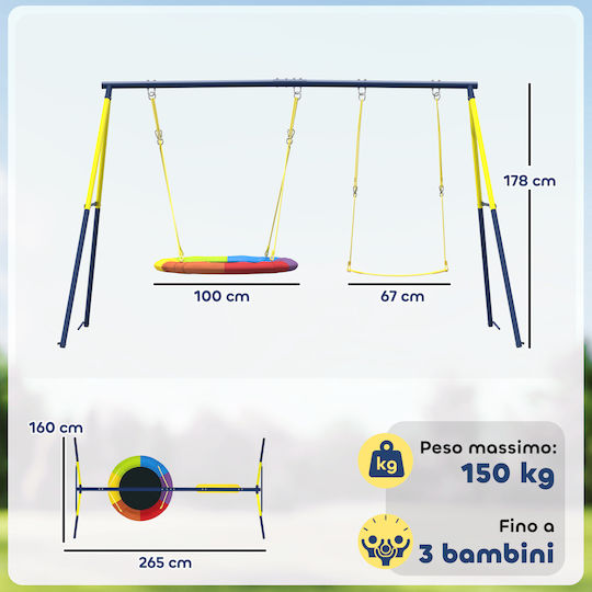 Aiyaplay Hanging Metal Swing for 8+ Years Multicolour