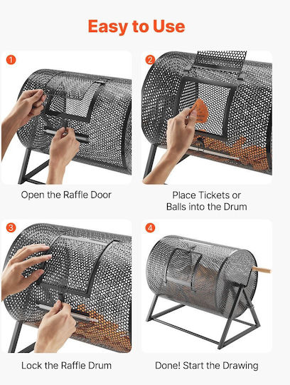 Rotating Raffle Ticket Drum Vevor 410 X 302 Mm Holds 5000 Tickets Or 200 Ping Pong Balls Raffle Cage Reinforced Handle Stable Triangular Base Events Gatherings Black