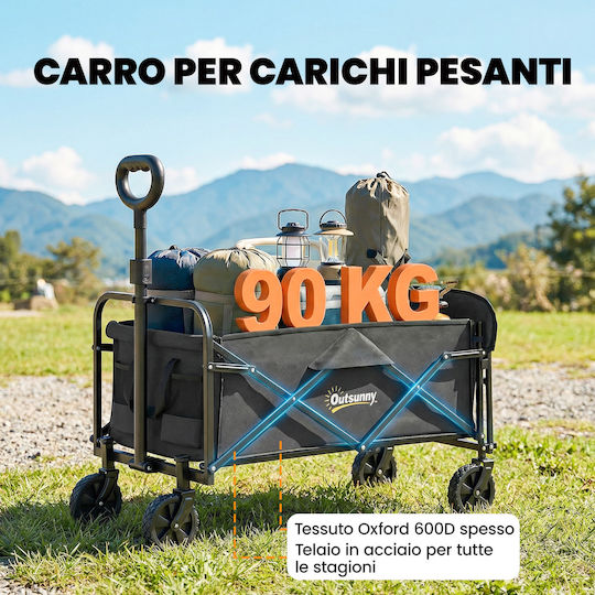 Πτυσσόμενο Καρότσι Κήπου Μεταλλικό 72lt 114x46x92εκ.