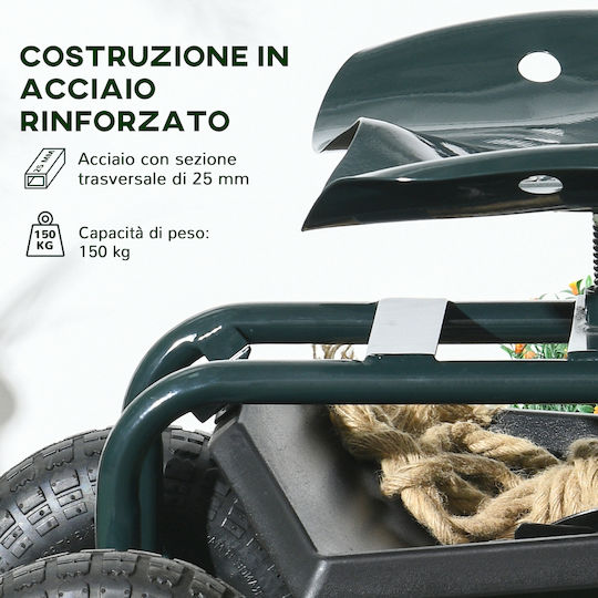 Metal Garden Cart with Maximum Load Capacity 150kg 83x36.5x45cm