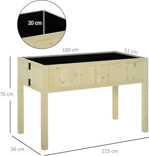 Outsunny Wooden Flower Pot Wood Color 115x56x76cm