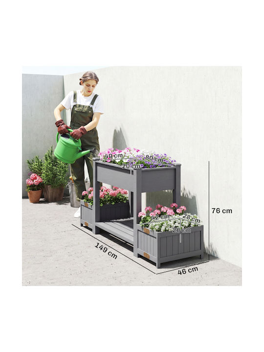 Outsunny Holz Blumenkasten Grau 149x46x76cm
