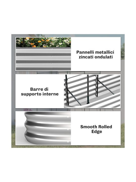 Outsunny Metallic Flower Pot Silver 200x60x103cm