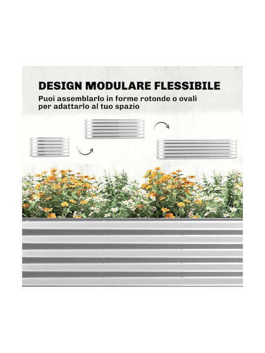 Outsunny Metallic Flower Pot Silver 200x60x103cm