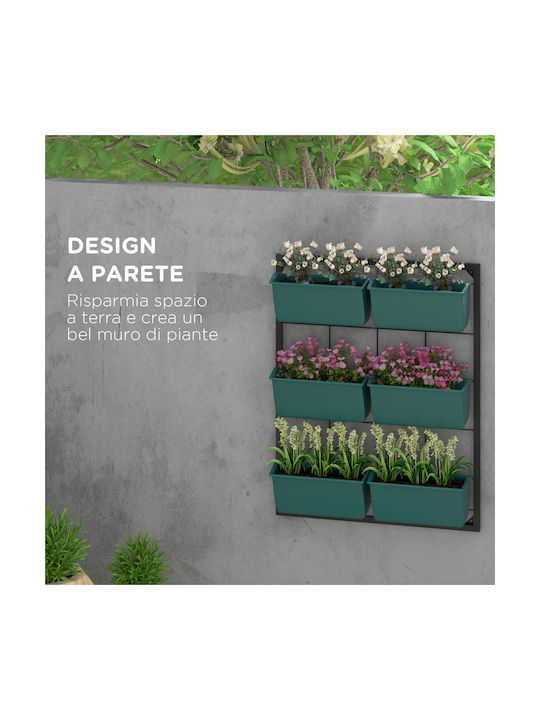 Outsunny Metal Flower Pot Green 52x14x66cm