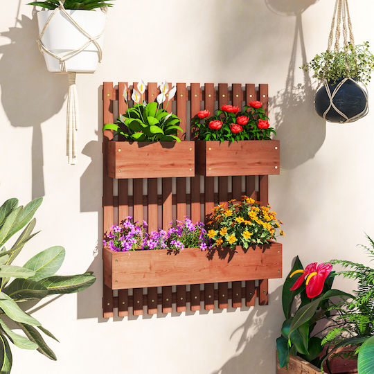 Outsunny Wooden Brown Planter Box 60x16x80cm