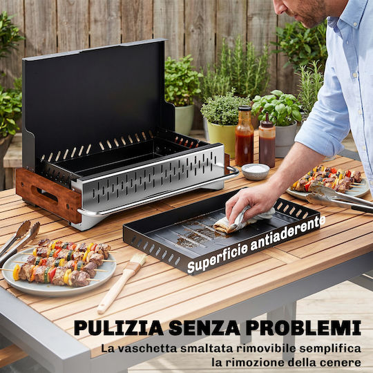 Outsunny Ανοξείδωτη Φορητή Ψησταριά Κάρβουνου 33x33εκ.