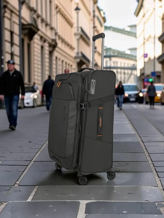 Travelite Βαλίτσες Ταξιδιού Υφασμάτινες Μαύρες Μέγιστου Ύψους 78εκ. Σετ 3τμχ