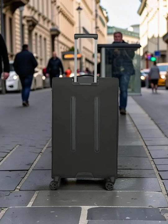 Travelite Βαλίτσες Ταξιδιού Υφασμάτινες Μαύρες Μέγιστου Ύψους 78εκ. Σετ 3τμχ