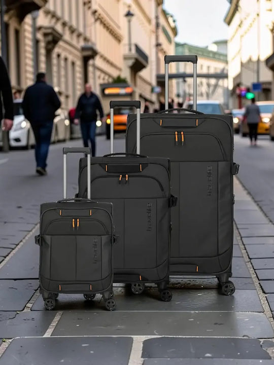 Travelite Βαλίτσες Ταξιδιού Υφασμάτινες Μαύρες Μέγιστου Ύψους 78εκ. Σετ 3τμχ