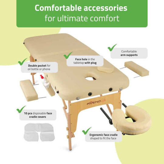 Habys Sofia Portable Beige Physiotherapy Bed Made of Wood 185x70cm
