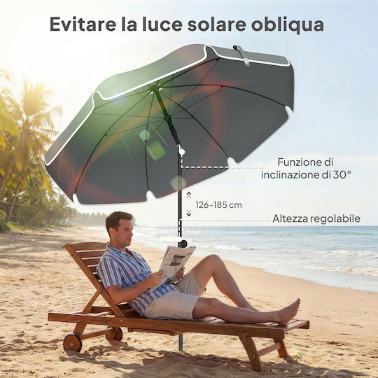 Outsunny Folding Beach Umbrella Diameter 1.5m Grey