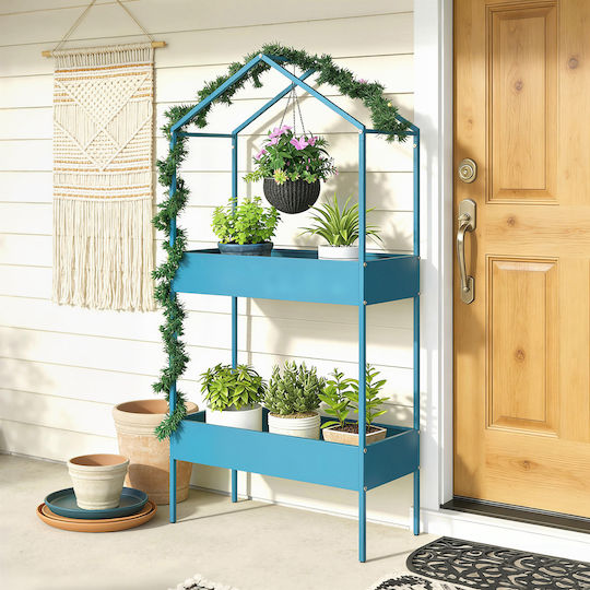 Outsunny Metal Plant Tower Blue 75x35x150cm
