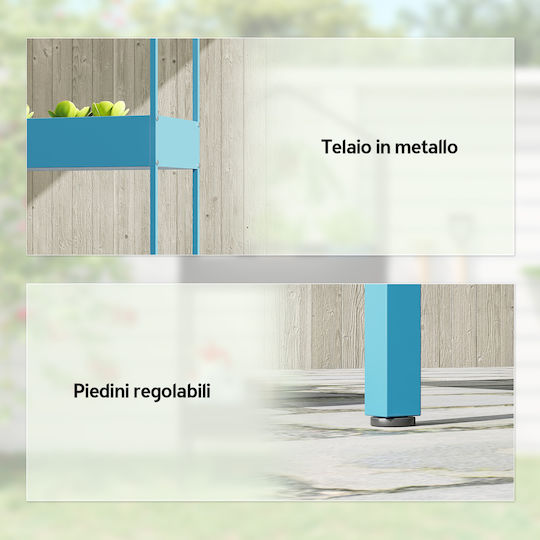 Outsunny Metal Plant Tower Blue 75x35x150cm