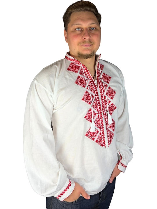 Blouse White Red