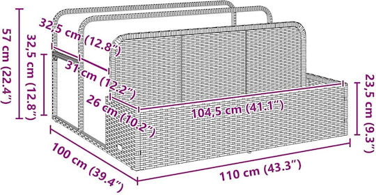 vidaXL Pool Accessories 110x100x57 cm Brown