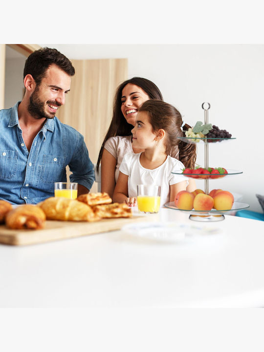 Relaxdays Etajeră 3 Niveluri Argintie Lățime 40xLungime 29,5xÎnălțime 29,5cm