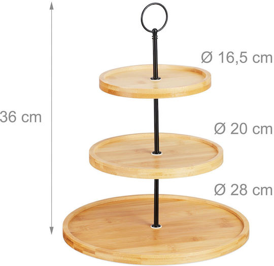 Relaxdays Etajeră 3 Niveluri Bej Ø36cm