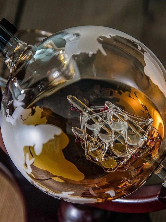Carafă de Servire din Sticlă pentru Whiskey 7cm cu Dop și Pahare Transparentă 2 Bucăți