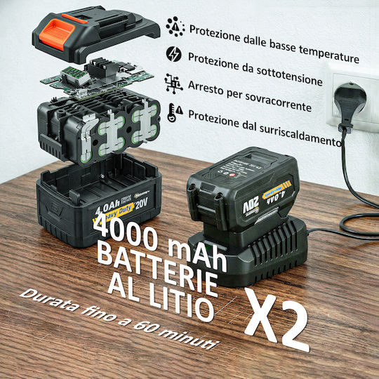 Outsunny 84H-743V90OG Μπορντουροψάλιδο Μπαταρίας 20V Τηλεσκοπικό με Μήκος Λάμας 51cm