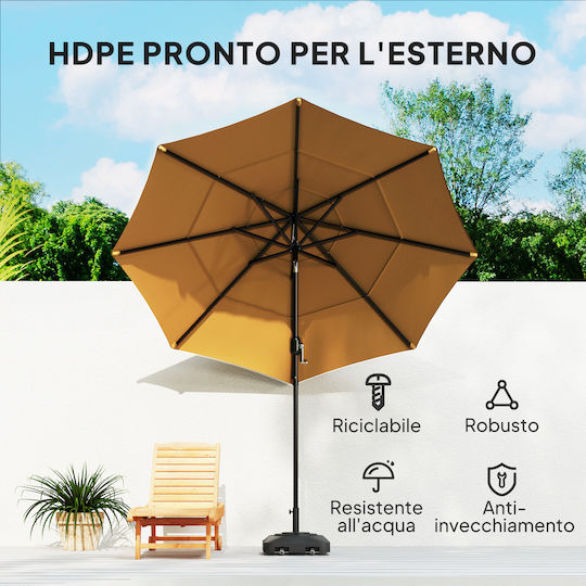 Outsunny Βάση Ομπρέλας Ρόδες Γεμιστή Νερό Ή Άμμο Hdpe 48x48x32.5 Cm Μαύρο 84d-358v00bk