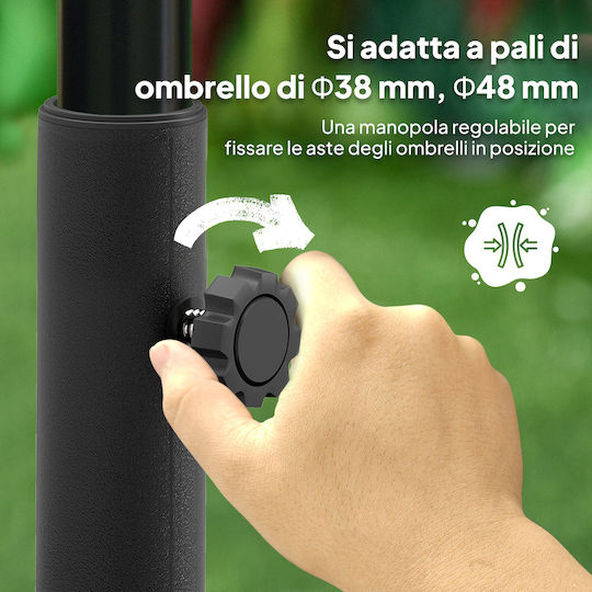 Outsunny Βάση Ομπρέλας Ρόδες Γεμιστή Νερό Ή Άμμο Hdpe 48x48x32.5 Cm Μαύρο 84d-358v00bk