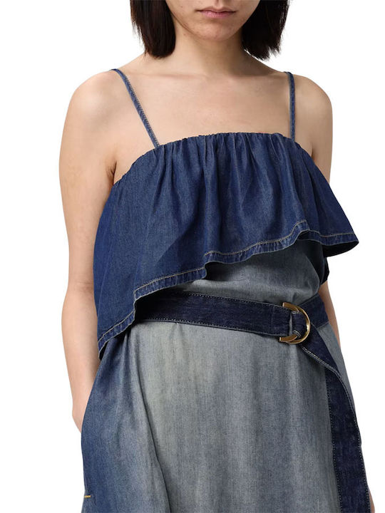 Maxi Denim Dress with Ruffles Jean Chiarodiluna