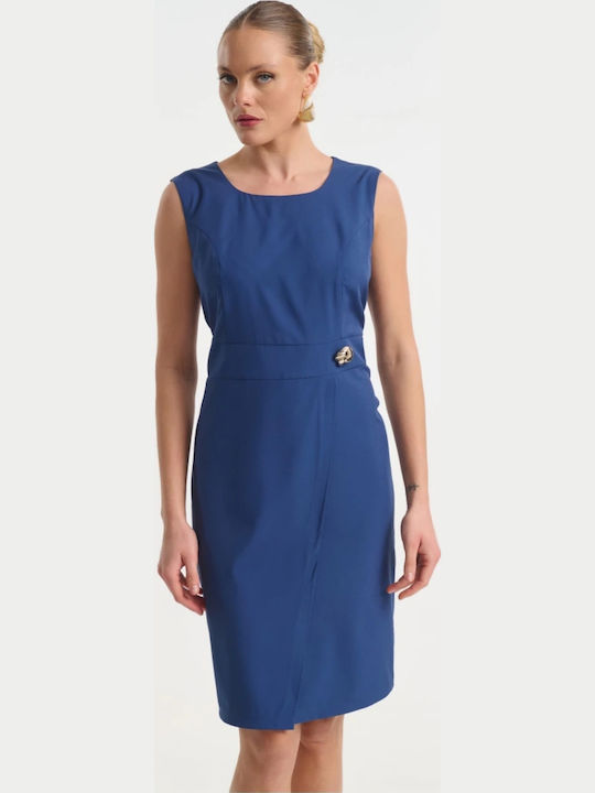 Rochie Midi Fără Mâneci Albastru
