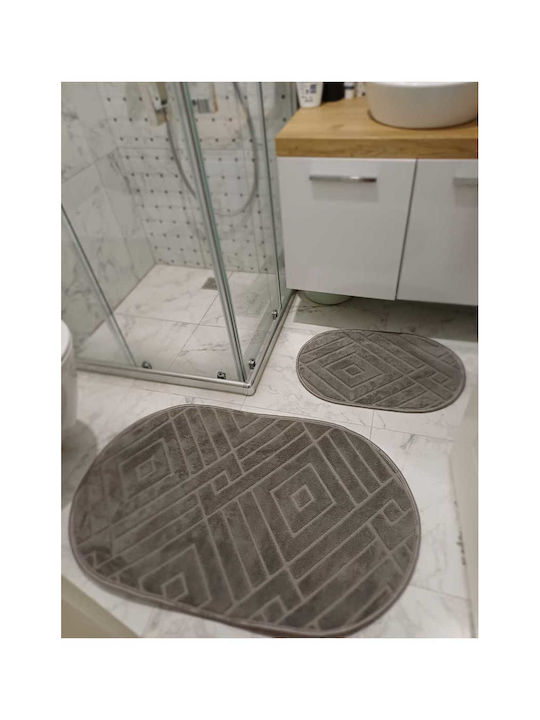 SteweHome Rutschfestes Set Badematten STE-029772-P29772 Graue 60x100cm 2 Stück