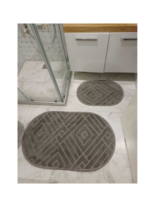 SteweHome Rutschfestes Set Badematten STE-029772-P29772 Graue 60x100cm 2 Stück