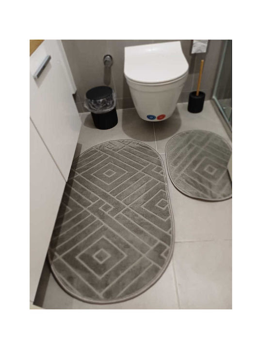 SteweHome Rutschfestes Set Badematten STE-029772-P29772 Graue 60x100cm 2 Stück