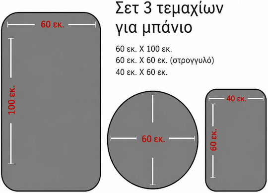 SteweHome Αντιολισθητικό Σετ Πατάκια Μπάνιου STE-029989-V66688 Μαύρα 60x100εκ. 3τμχ