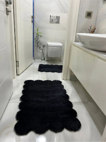 SteweHome Non-Slip Set Bath Mats STE-029953-P29953 Black 60x100cm 2 Pieces