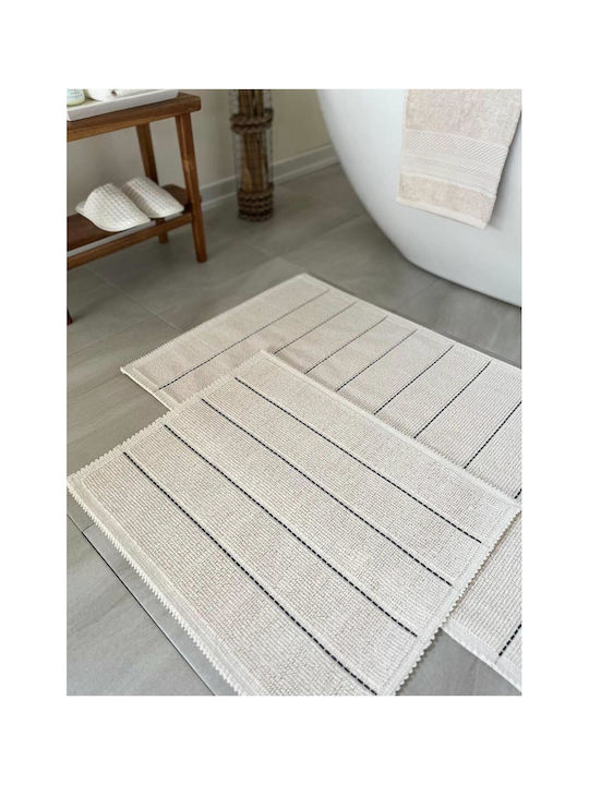 SteweHome Rutschfestes Set Badematten Baumwolle STE-029596-P29596 Ecru 60x100cm 2 Stück
