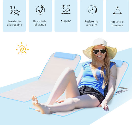 Outsunny Ξαπλώστρες Παραλίας Ροζ Πτυσσόμενες με Μαξιλαράκι 48x134x36εκ. 2τμχ