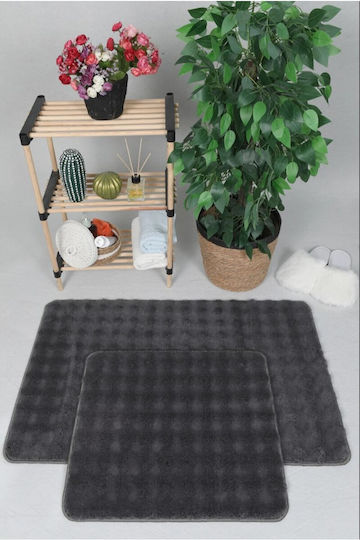 SteweHome Non-Slip Set Bath Mats STE-029956-V66576 Gray 60x100cm 2 Pieces