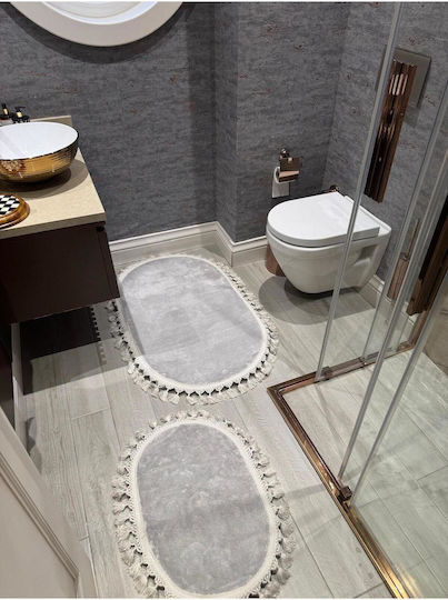 SteweHome Non-Slip Set Bath Mats STE-029757-P29757 Gray 60x100cm 2 Pieces