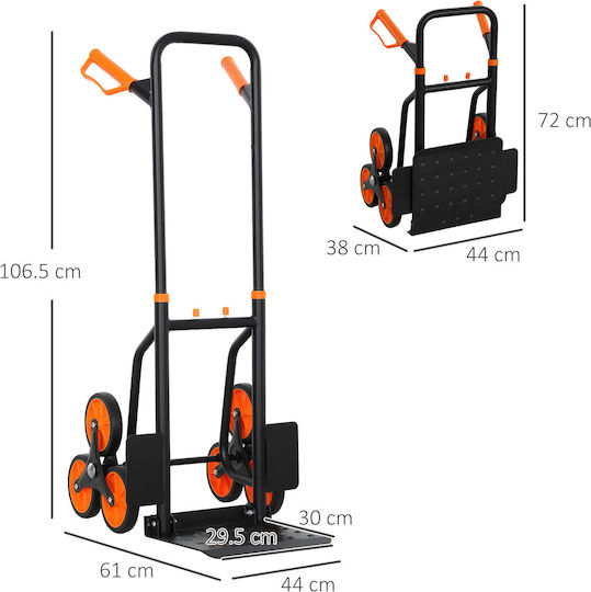 Durhand Collapsible Transport Trolley for Load Weight up to 120kg in Orange Colour