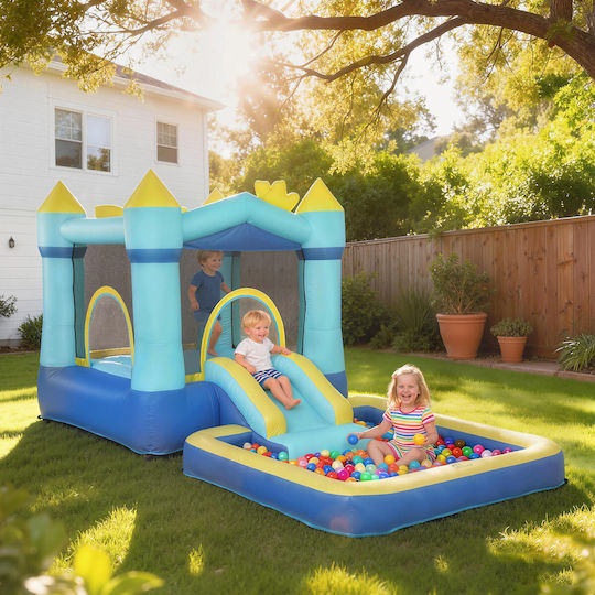 Aiyaplay Inflatable Fun Castle Castle with Trampoline and Slide for 3-8 Years Blue