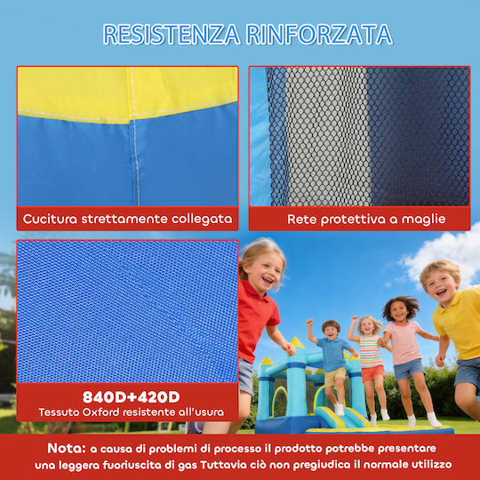 Aiyaplay Inflatable Fun Castle Castle with Trampoline and Slide for 3-8 Years Blue