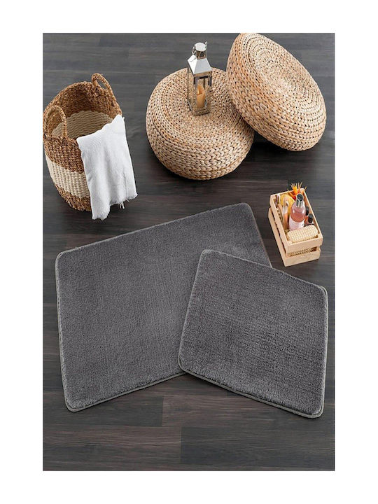 SteweHome Rutschfestes Set Badematten Rund STE-029961-V66591 Graue Φ70cm 3 Stück