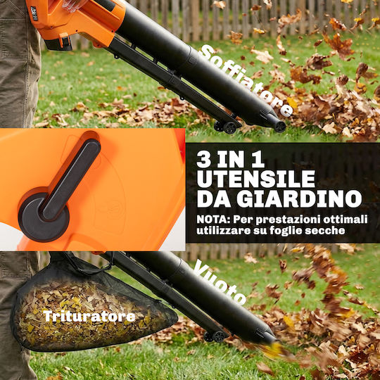Outsunny Handheld Electric Leaf Blower Vacuum 3000W with Maximum Air Speed 260km/h