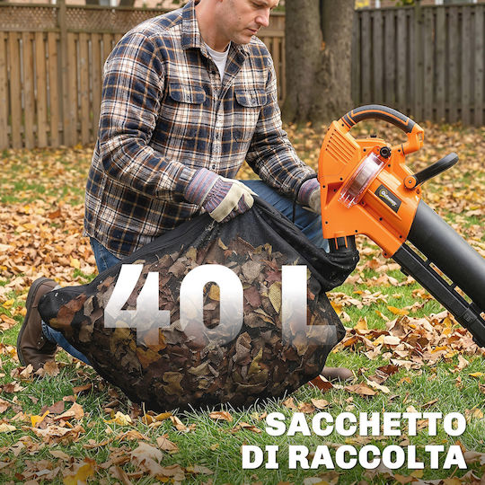 Outsunny Handheld Electric Leaf Blower Vacuum 3000W with Maximum Air Speed 260km/h