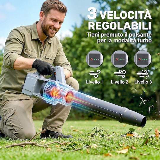 Outsunny Φυσητήρας Χειρός 36V με 2 Μπαταρίες 4Ah & Ρύθμιση Έντασης με Μέγιστη Ταχύτητα Αέρα 270km/h