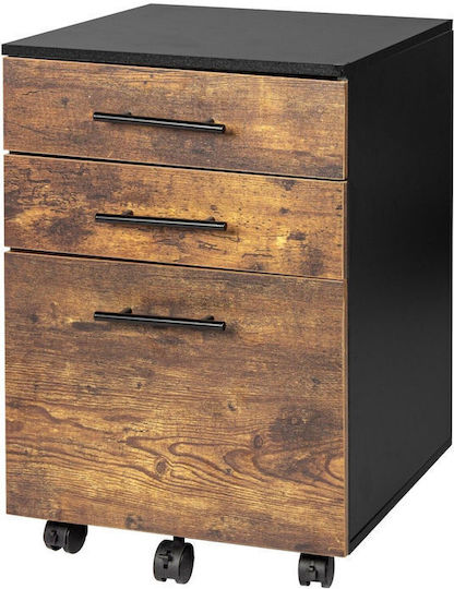 Συρταριέρα Γραφείου Ξύλινη με Ροδάκια Brown/black 40x40x57.5cm