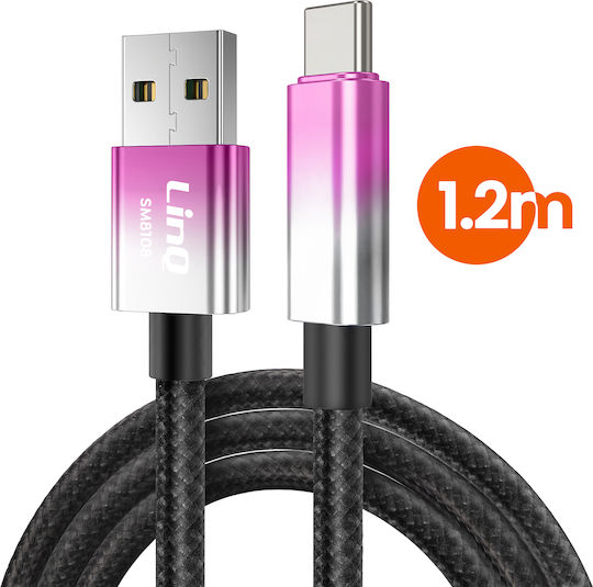 Linq USB Typ-C Zu USB Schnelles Laden Kabel 48W LED Bildschirm 1,2m Lila