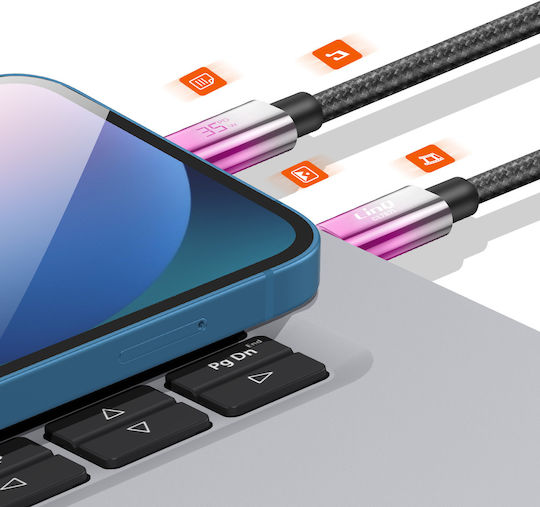 Linq Blitzkabel Für Usb-c Schnelles Laden 35w LED Bildschirm 1,2m Lila