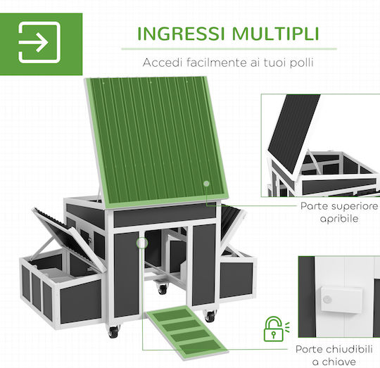 Pawhut Wooden Poultry Coop M1.47 x P0.93 x H0.89m