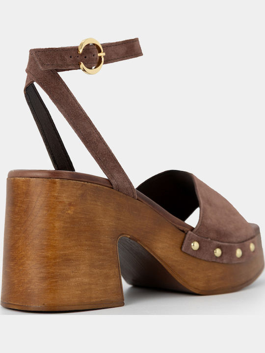 Suede Damen Sandalen Braun