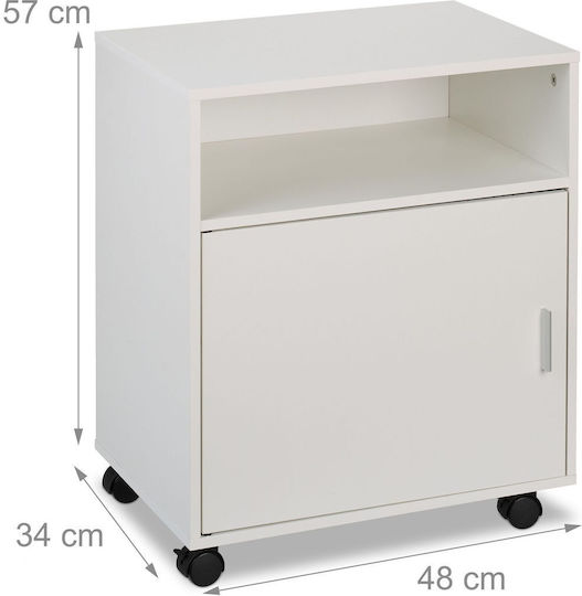 Wooden Office Cabinet with Wheels 48x34x57cm